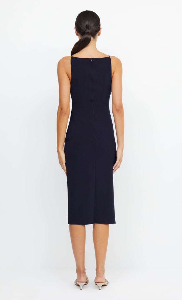 Be Mine Tuck Midi Bridesmaid Formal Dress in Ink Navy by Bec + Bridge