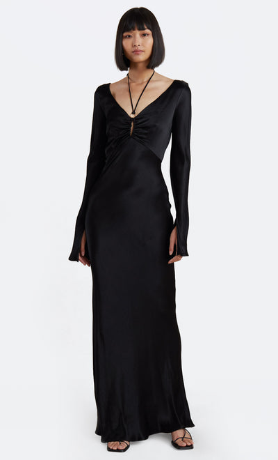 MALYKA L/S MAXI DRESS - BLACK