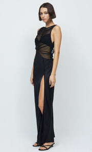 NAOMI SPLIT MAXI DRESS - BLACK