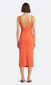 KARINA TUCK MIDI DRESS - FIRE RED