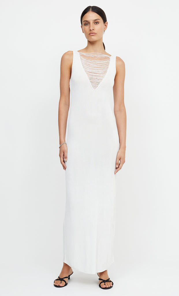 TILDA V NECK KNIT MAXI DRESS - IVORY