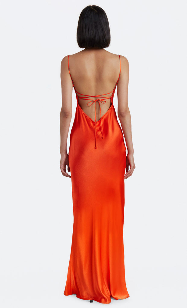 LORELAI TIE MAXI DRESS - FIRE RED