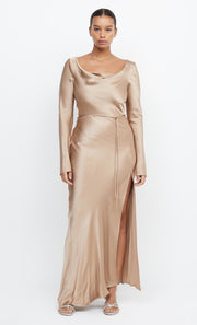 MOON DANCE LONG SLEEVE COWL DRESS - GOLDEN