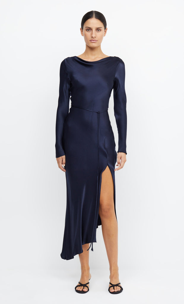 Moon Dance Long Sleeve Maxi Bridesmaid  Formal Dress in Ink Navy by Bec + Bridge