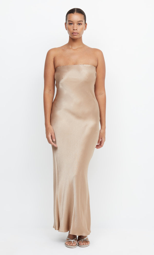 MOON DANCE STRAPLESS DRESS - GOLDEN