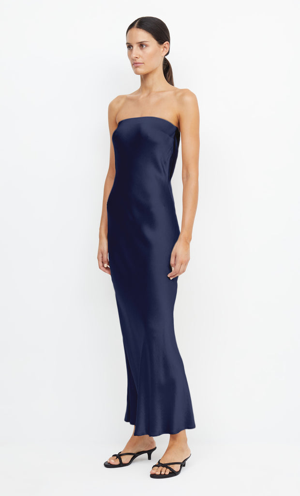 Moon Dance Strapless Bridesmaid Dress in Ink Navy by Bec + Bride