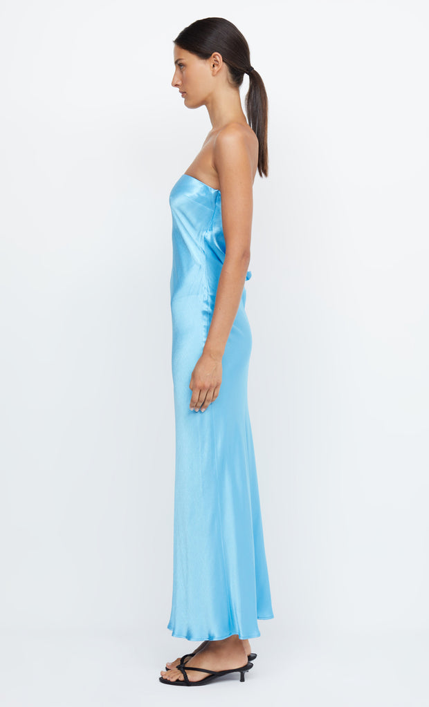 Moon Dance Strapless Backless Formal Prom Dress in Topaz Blue by Bec + Bridge