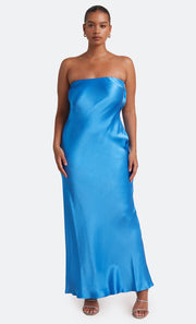 MOON DANCE STRAPLESS DRESS - MID BLUE