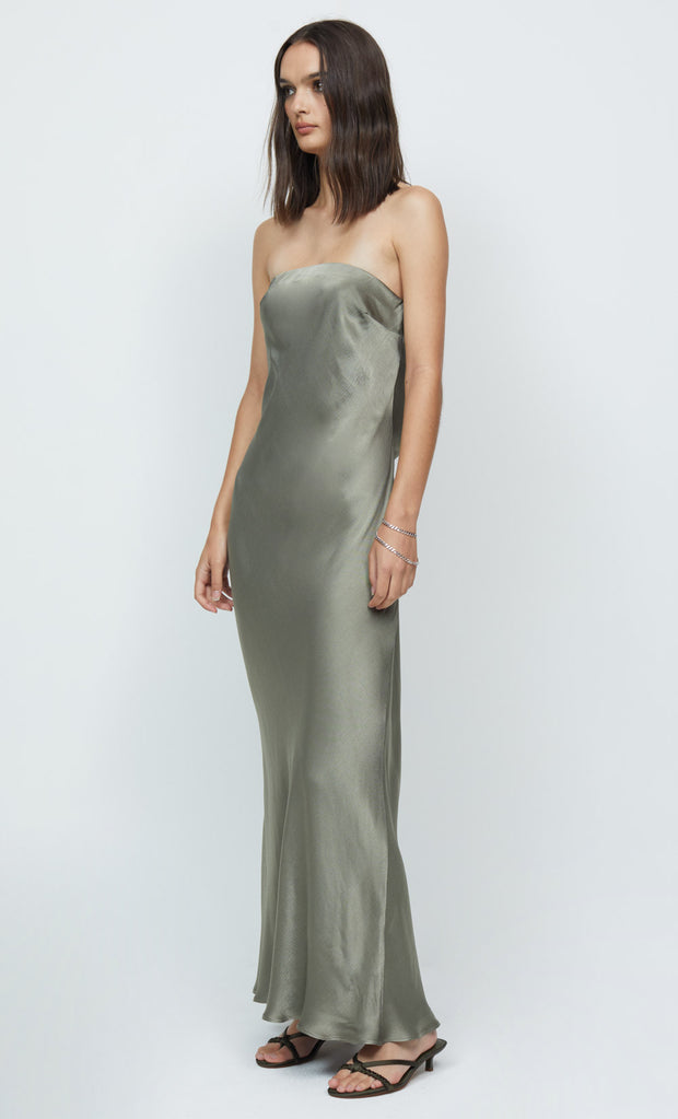 MOON DANCE STRAPLESS DRESS - DARK OLIVE