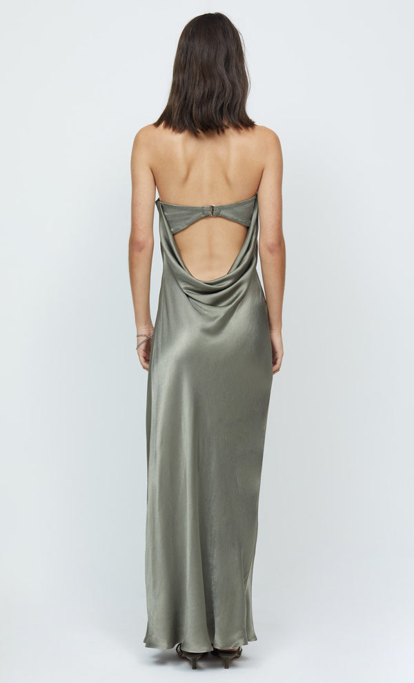 MOON DANCE STRAPLESS DRESS - DARK OLIVE