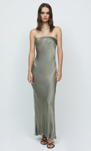 MOON DANCE STRAPLESS DRESS - DARK OLIVE