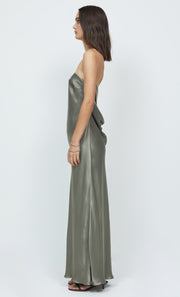 MOON DANCE STRAPLESS DRESS - DARK OLIVE