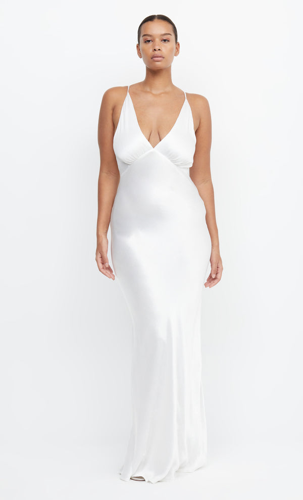 Moon Dance V Neck Maxi Bridal Bridesmaid Dress in Ivory White by Bec + Bridge