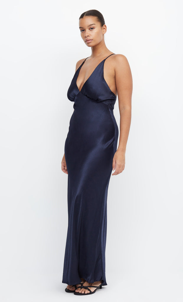 Moon Dance V Neck Formal Bridesmaid Maxi Dress in Ink Navy by Bec + Bridge