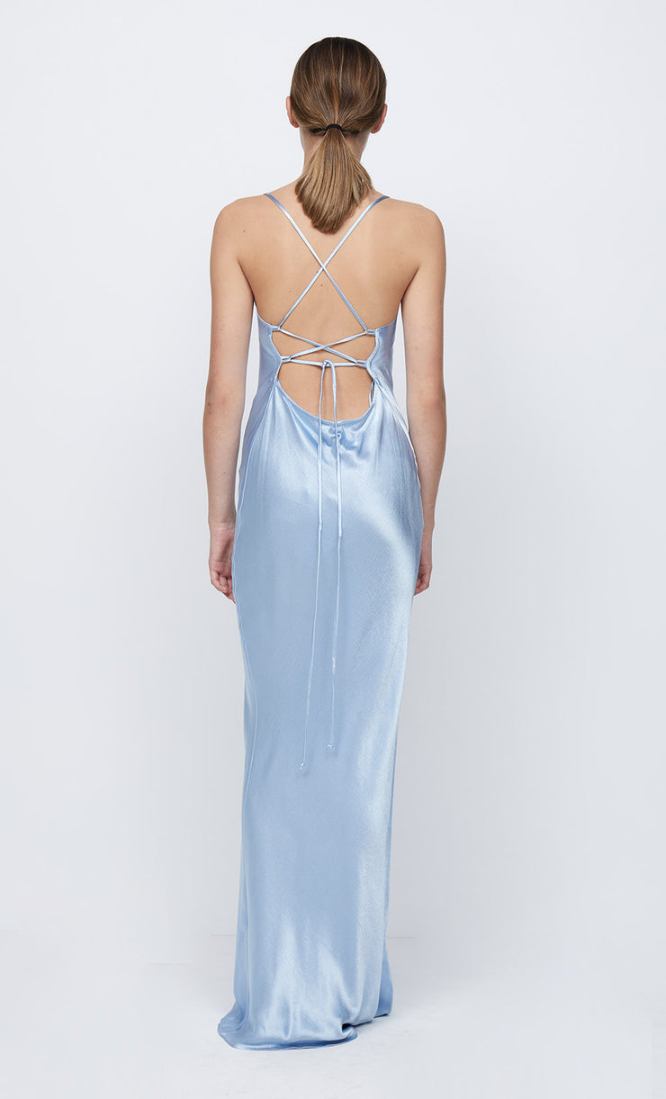 LORELAI TIE MAXI DRESS - SKY BLUE