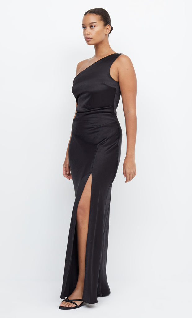 Dreamer Asym Formal Bridemaids Maxi Dress in Black by Bec + Bridge