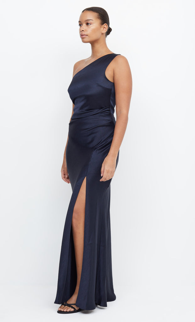 Dreamer Asym One Shoulder Formal Bridesmaid Dress in Ink by Bec + Bridge