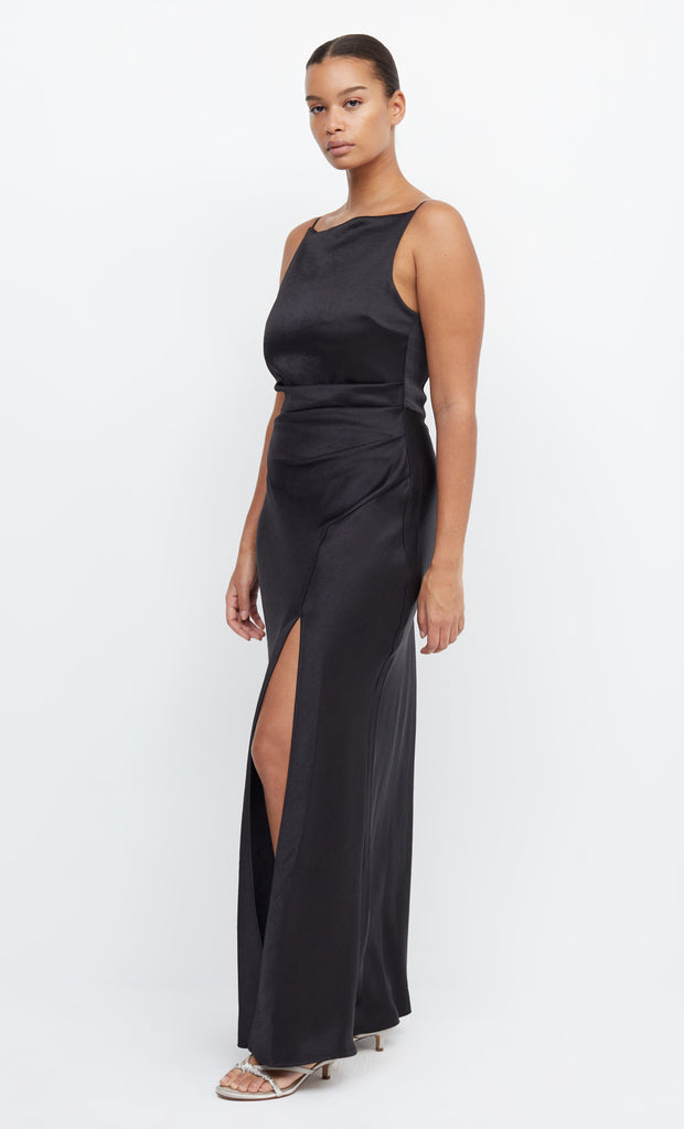 Dreamer Maxi High Neck Split Prom Bridesmaid Dress in Black by Bec + Bridge