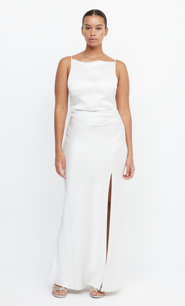 Dreamer Square Neck Bridal Maxi Dress  with Split in Ivory White by Bec + Bridge