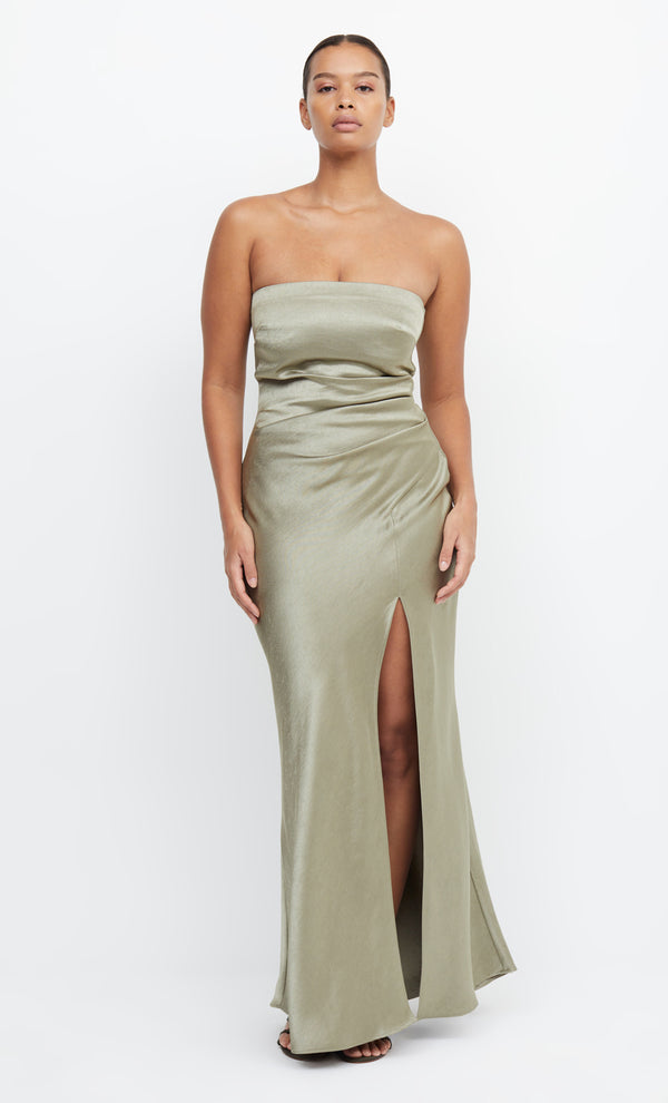 Dreamer Strapless Split Maxi Bridesmaid Dress in Sage by Bec + Bridge