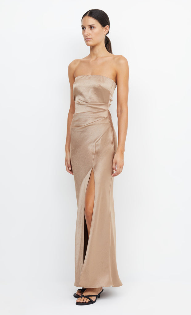 THE DREAMER STRAPLESS DRESS - GOLDEN