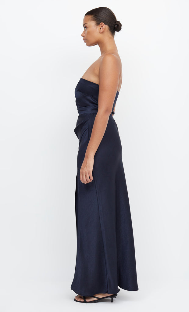 Dreamer Strapless Maxi Formal Bridesmaid Dress in Ink Navy by Bec + Bridge