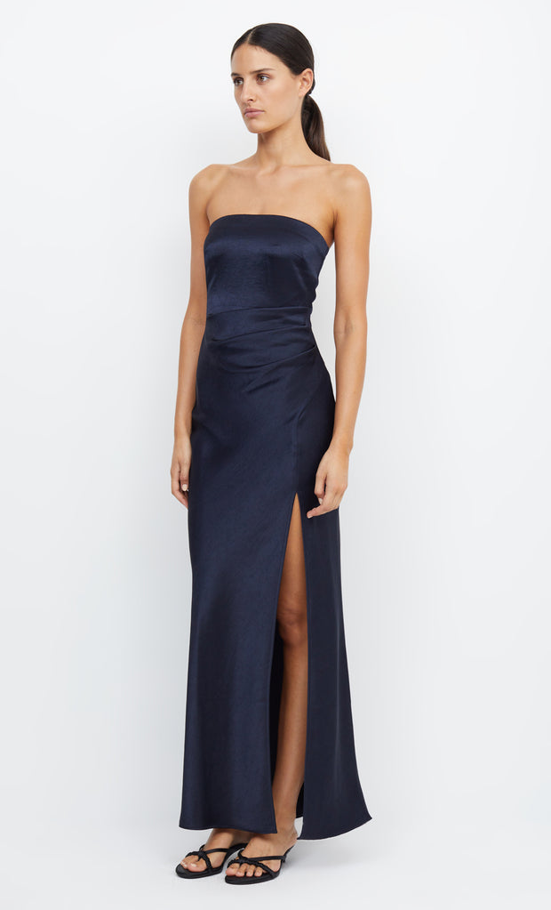 Dreamer Strapless Maxi Formal Bridesmaid Dress in Ink Navy by Bec + Bridge