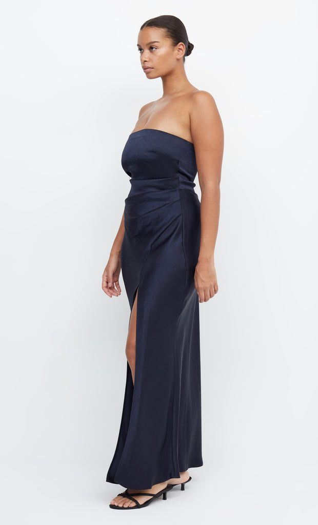 Dreamer Strapless Maxi Formal Bridesmaid Dress in Ink Navy by Bec + Bridge