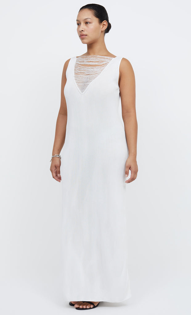 TILDA V NECK KNIT MAXI DRESS - IVORY