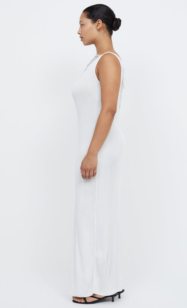 TILDA V NECK KNIT MAXI DRESS - IVORY